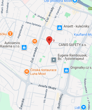 Mapa kanceláře na adrese Jaroslava Seiferta 2179/9, Most